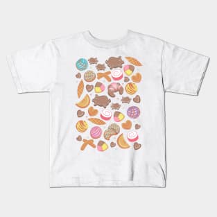 Mexican Sweet Bakery Frenzy // white background pastel colors pan dulce Kids T-Shirt